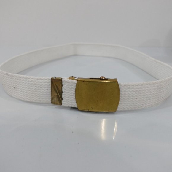 Vintage Belt Women White Buckle Small Canvas Military Webbed Tactical USA‎ - Picture 3 of 11